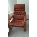 Brown Leather Guest Side Chair w Padded Arms